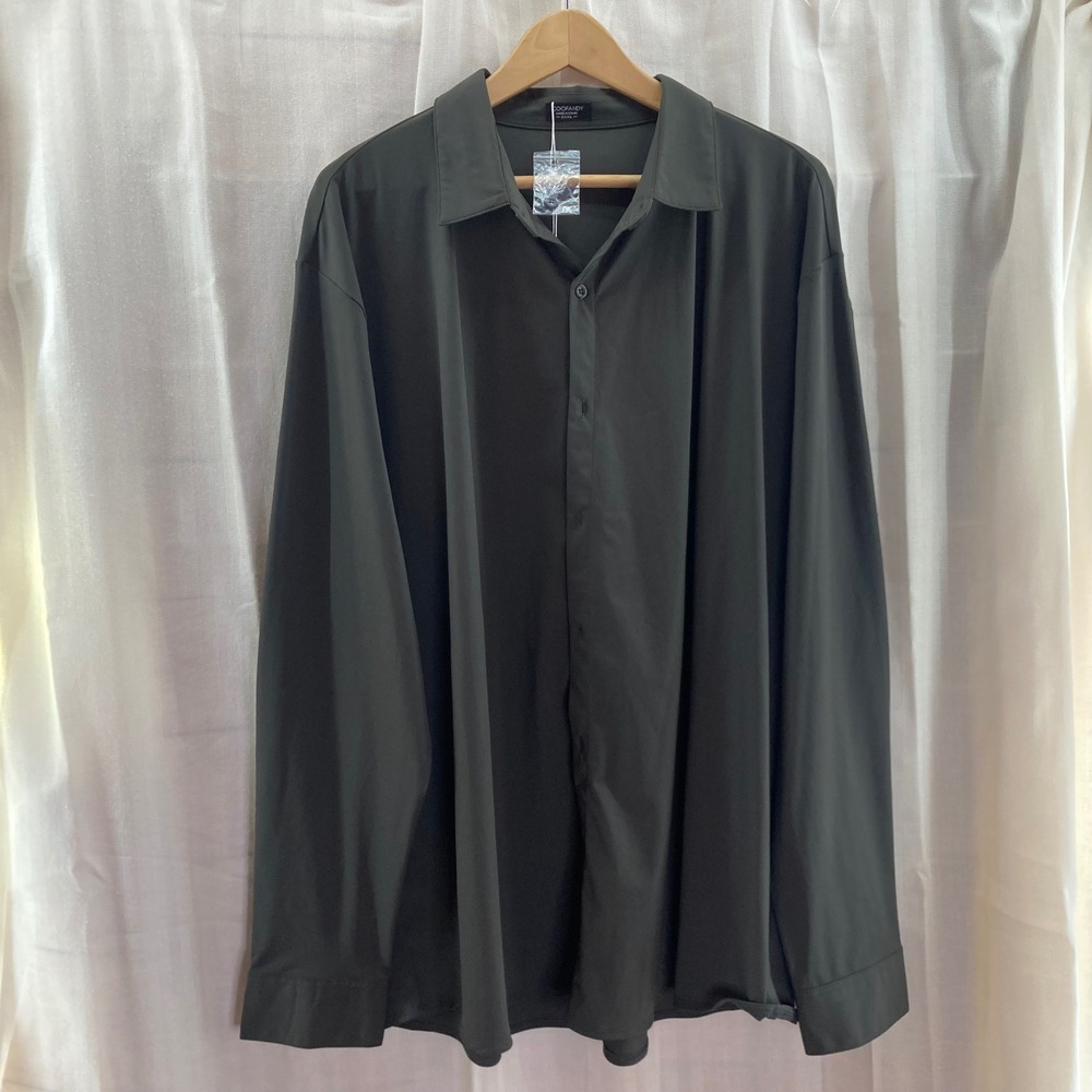 COOFANDY Men's Olive Green Button Down Shirt - Casual, Relaxed Fit, 3XL‎ NWT